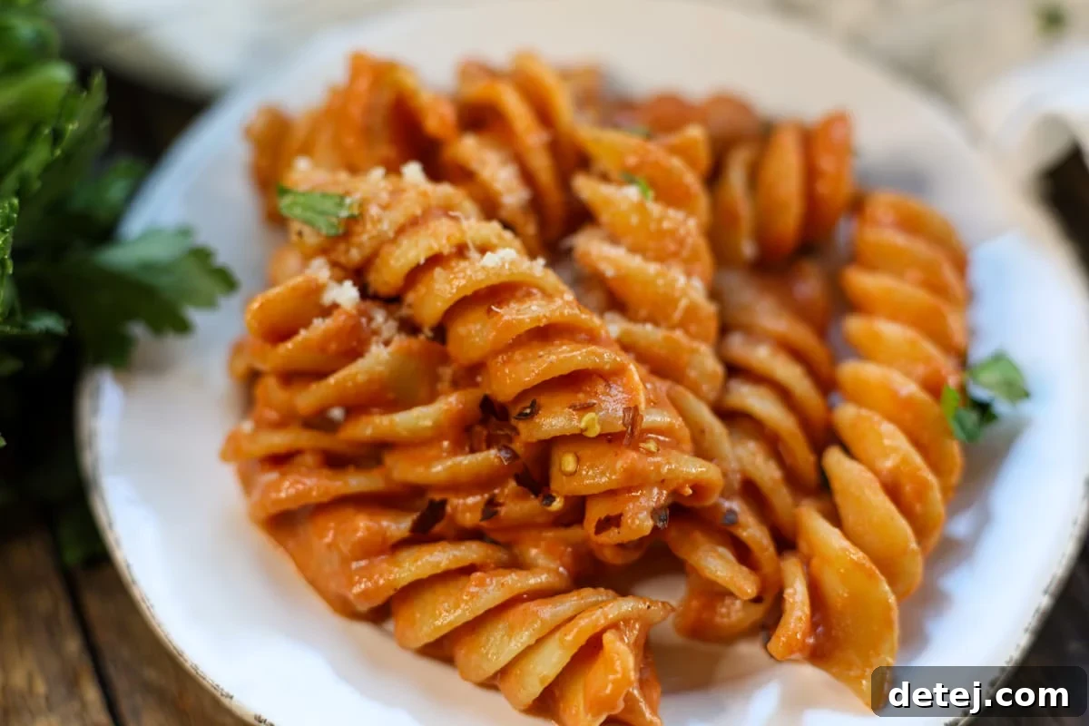 Close-up of Homemade Vodka Sauce with Pasta