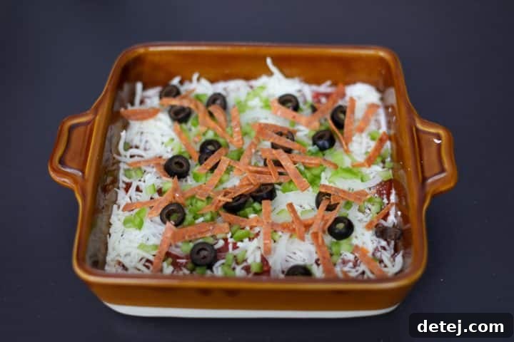 pizza dip with desired toppings.