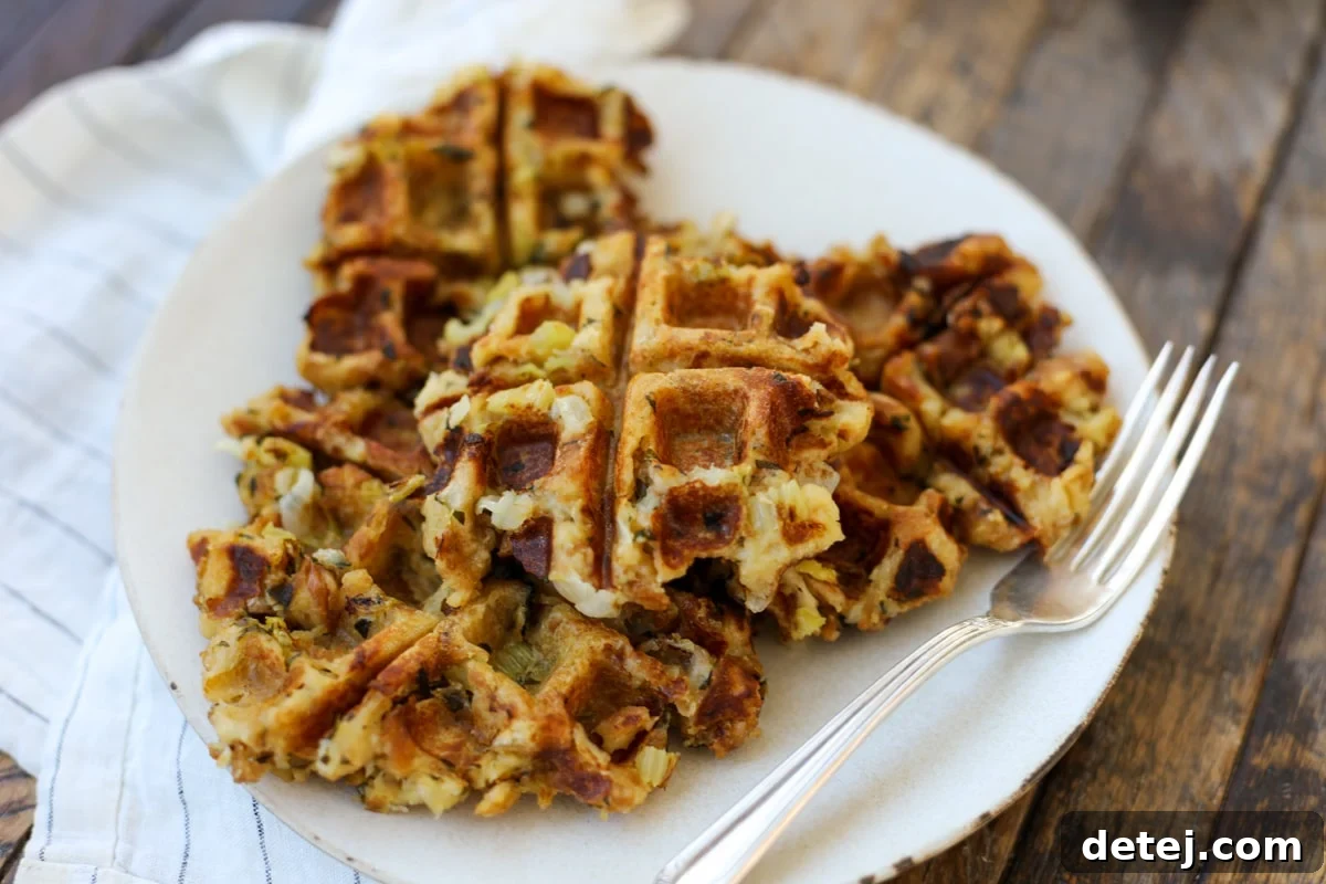 Stuffing Waffles – Healthyish Foods, close up view
