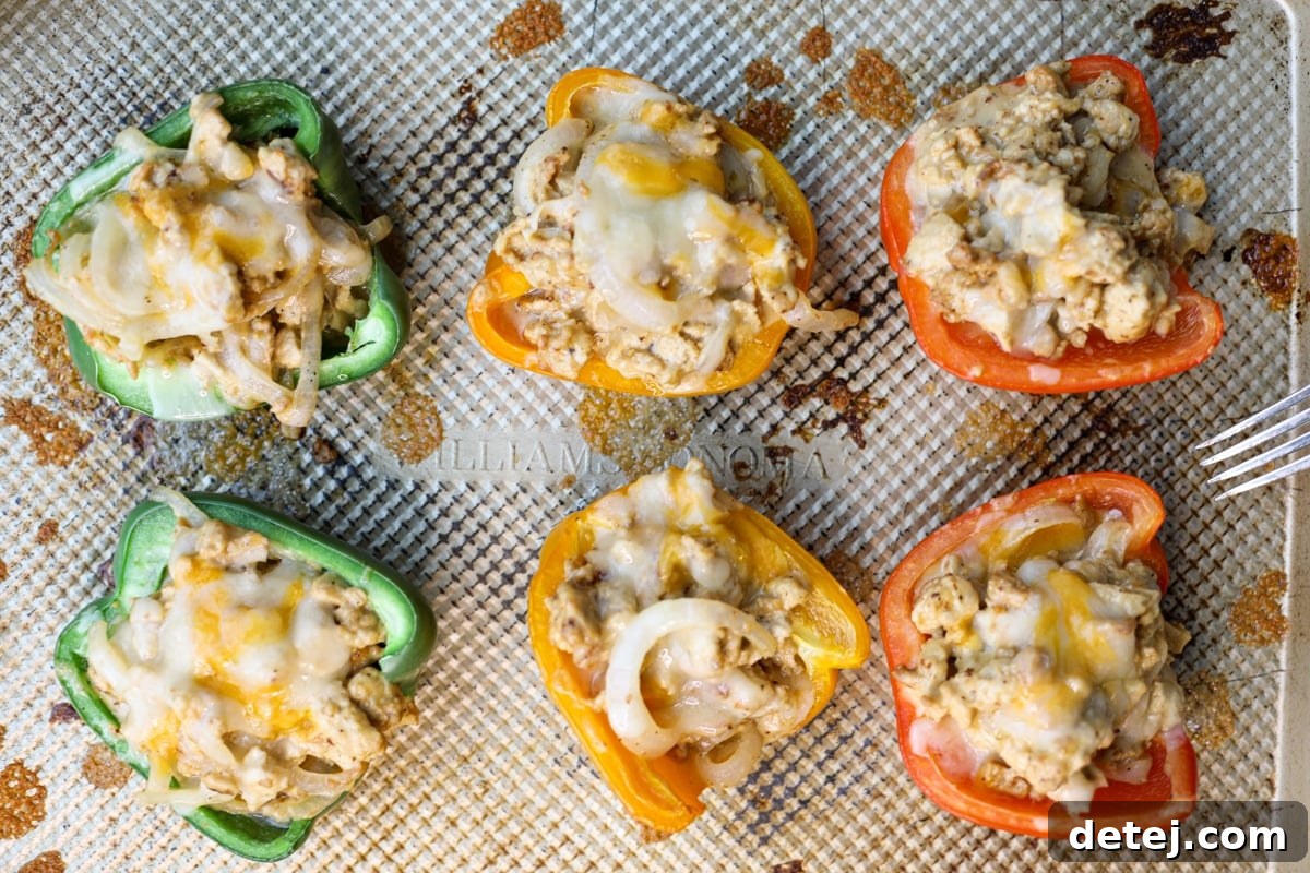 Chicken Philly Cheesesteak Stuffed Peppers – Healthyish Foods