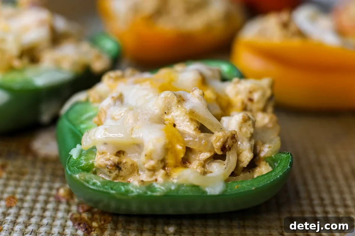 Chicken Philly Cheesesteak Stuffed Peppers – Healthyish Foods