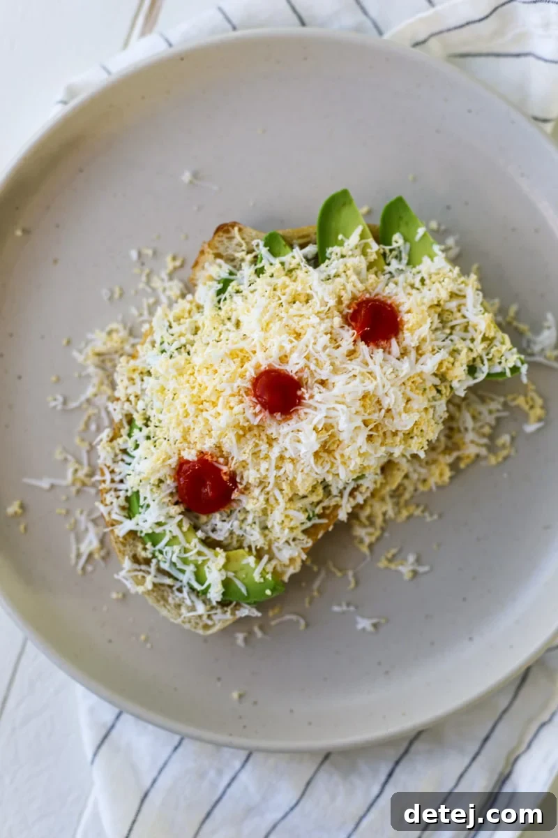 Grated Egg Avocado Toast - A viral and delicious breakfast recipe from Healthyish Foods