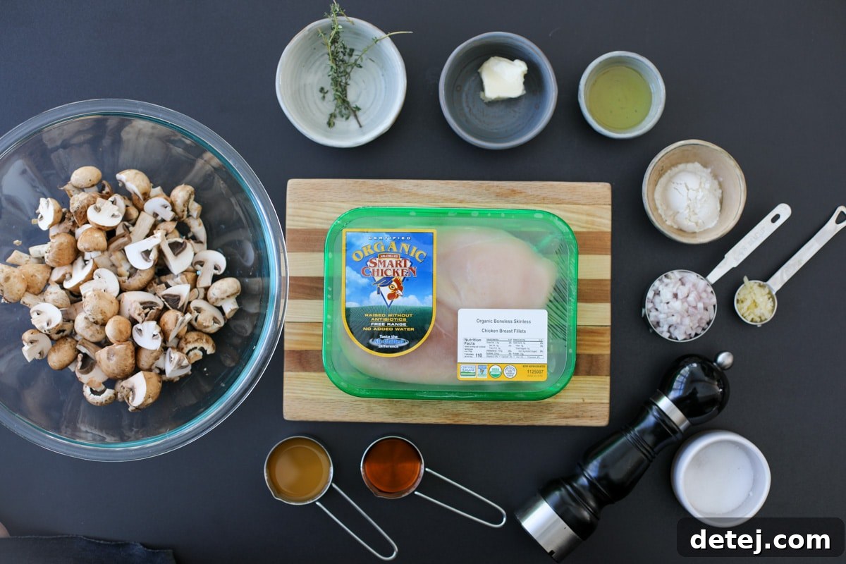 ingredients needed for chicken marsala. 