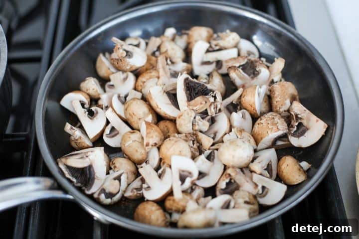 mushrooms in a pan. 