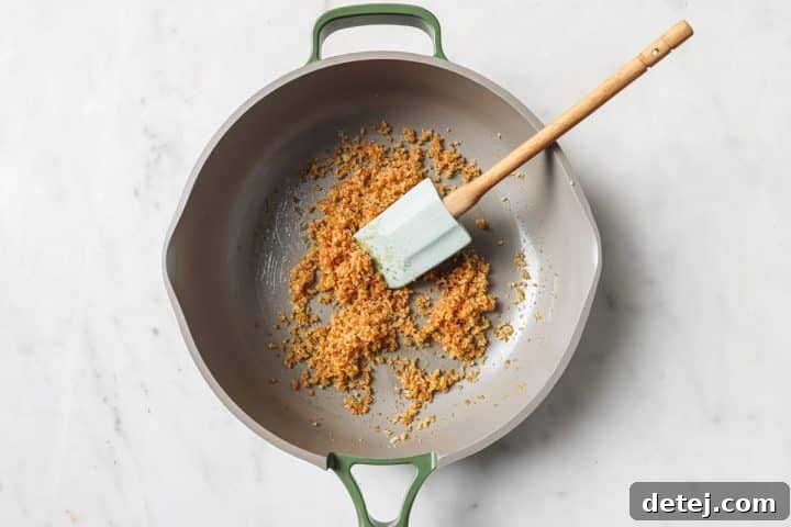 toasted panko in a pan. 