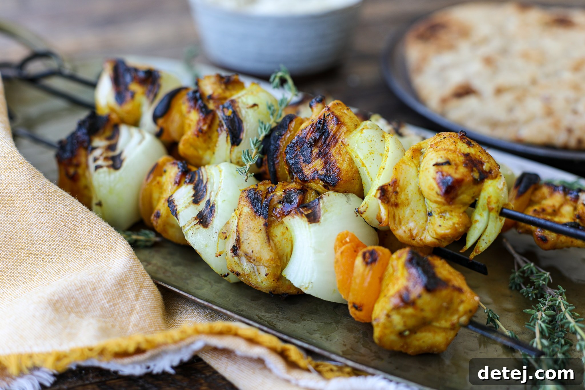 Delicious Sosaties (South African Kebabs) served with rice