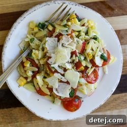 Peach Tomato Pasta Salad - A fresh and vibrant summer side dish.