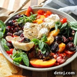 Cherry, Peach, Tomato and Burrata Salad