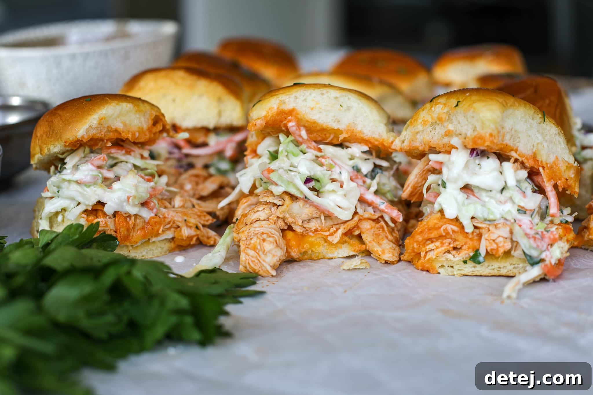 Buffalo Chicken Slider with Gorgonzola Slaw – Healthyish Foods