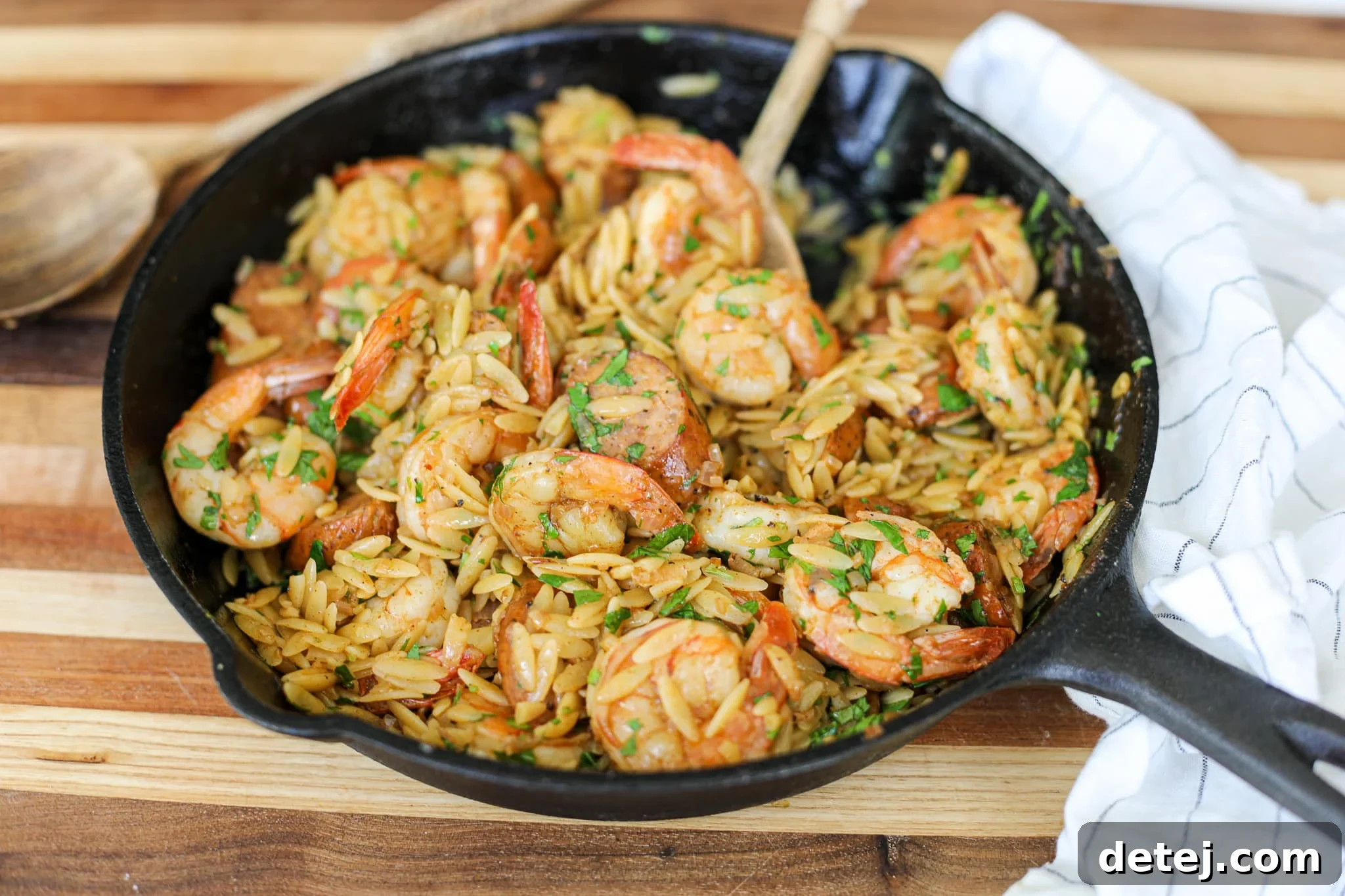 Andouille Chicken Sausage Shrimp and Orzo Pasta – Healthyish Foods