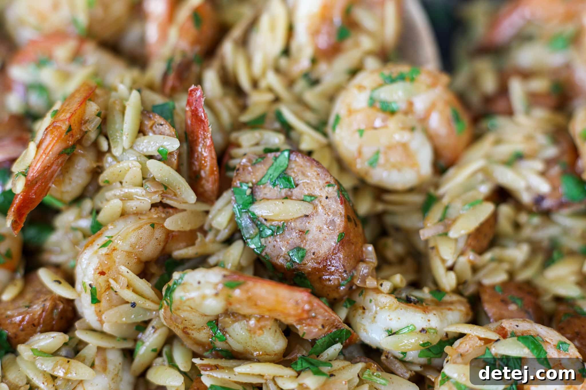 Andouille Chicken Sausage Shrimp and Orzo Pasta – Healthyish Foods