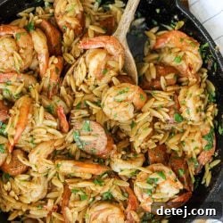 Andouille Chicken Sausage Shrimp and Orzo Pasta – Healthyish Foods