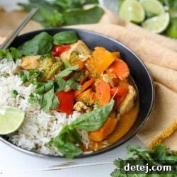 Thai Red Curry Chicken and Vegetables - A delicious and healthy meal.