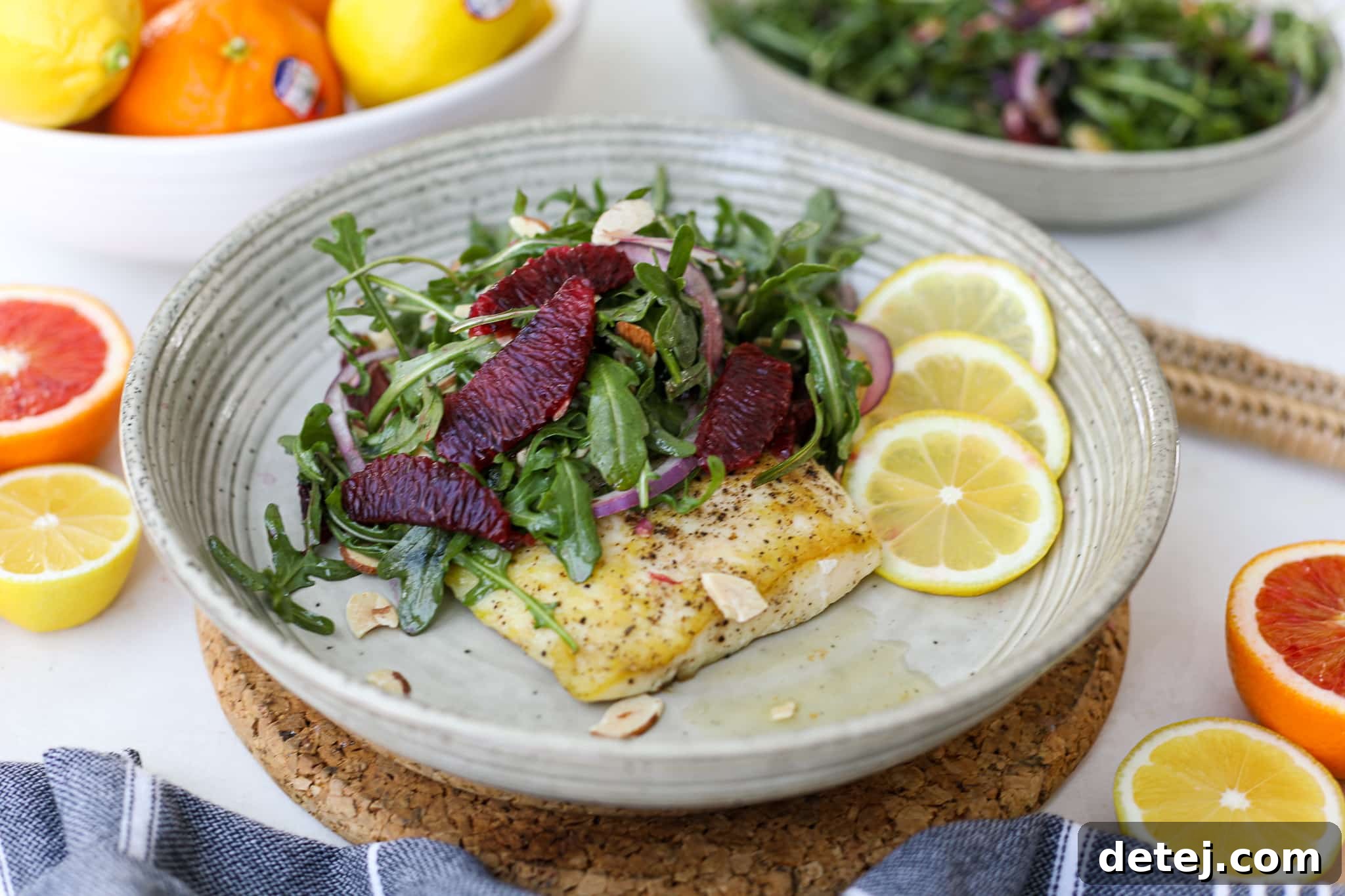 Pan Seared Halibut with Lemon Butter and Citrus Salad – Healthyish Foods