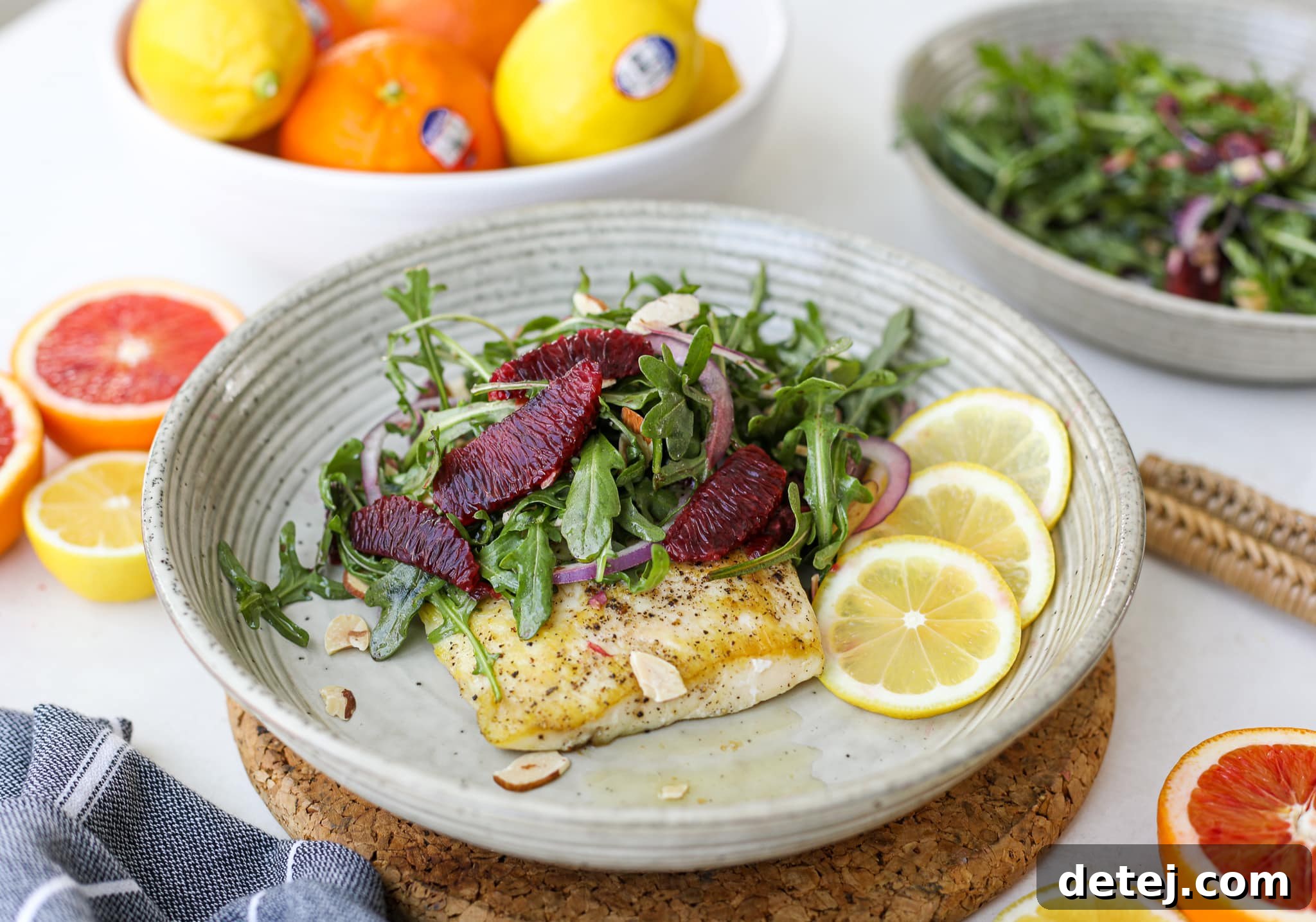 Pan Seared Halibut with Lemon Butter and Citrus Salad – Healthyish Foods