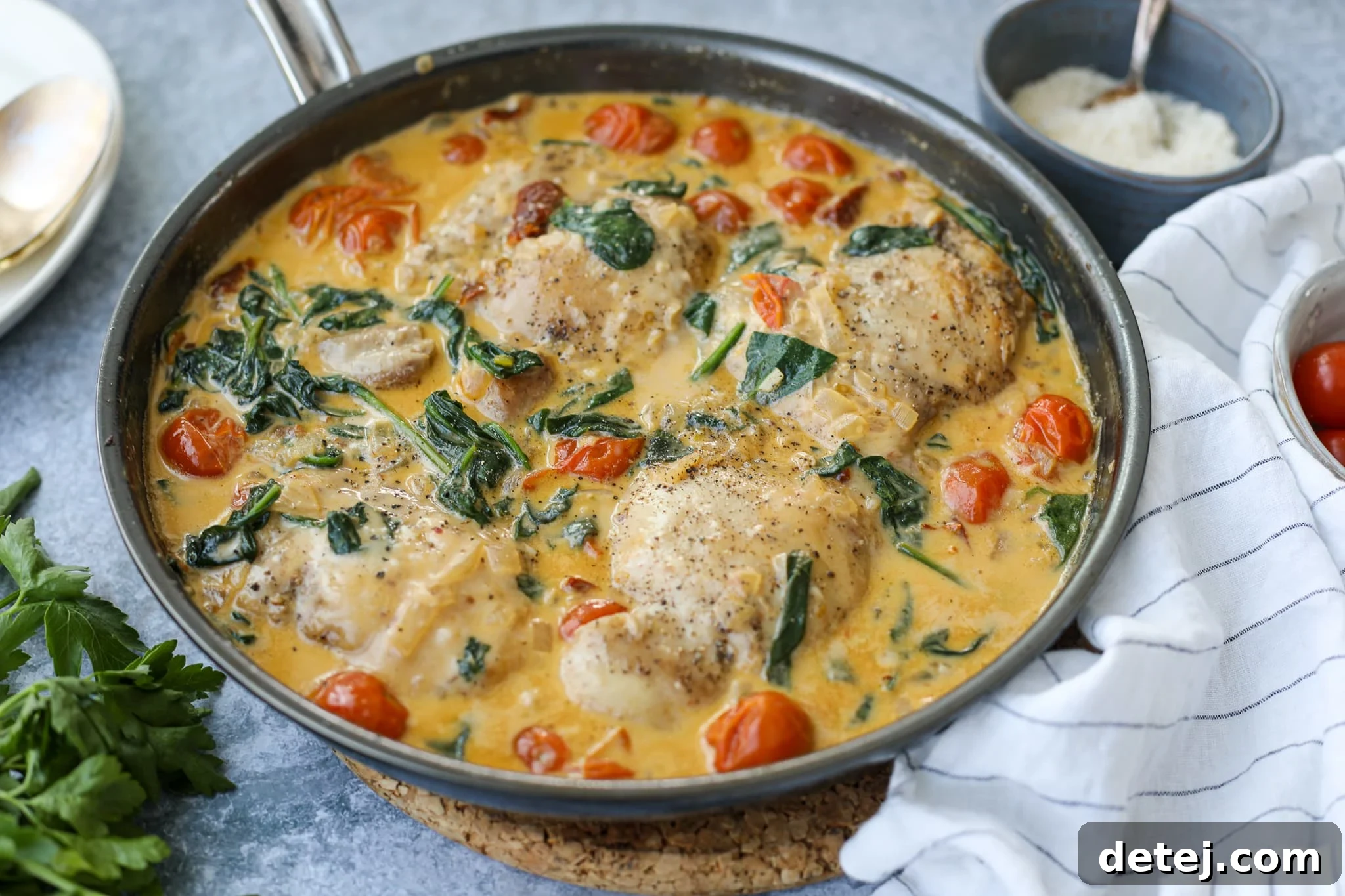 One Pan Tuscan Chicken Thighs – Healthyish Foods