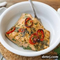 Flavorful Air Fryer Spicy Garlic Dijon Salmon, perfectly cooked and ready to serve.