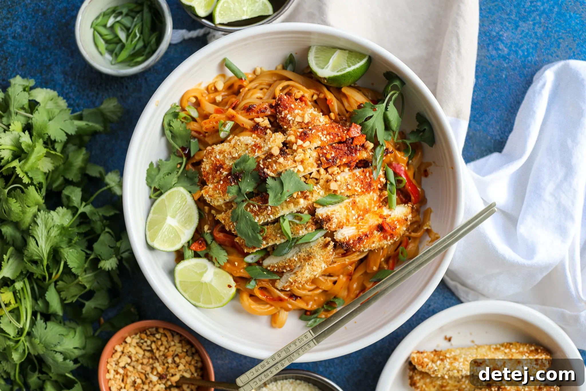 Baked Sesame Chicken with Spicy Peanut Noodles – Healthyish Foods