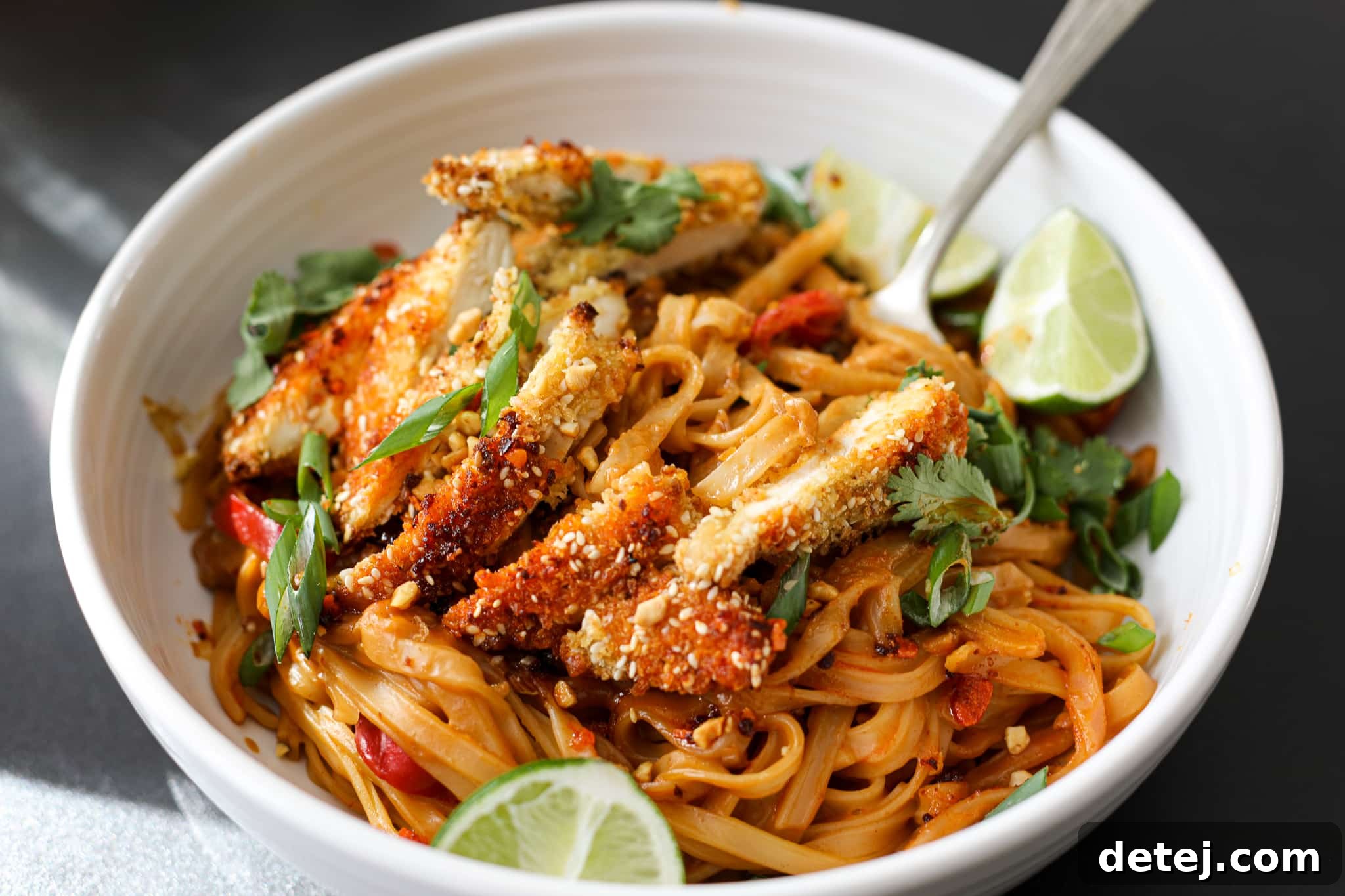 Baked Sesame Chicken with Spicy Peanut Noodles – Healthyish Foods