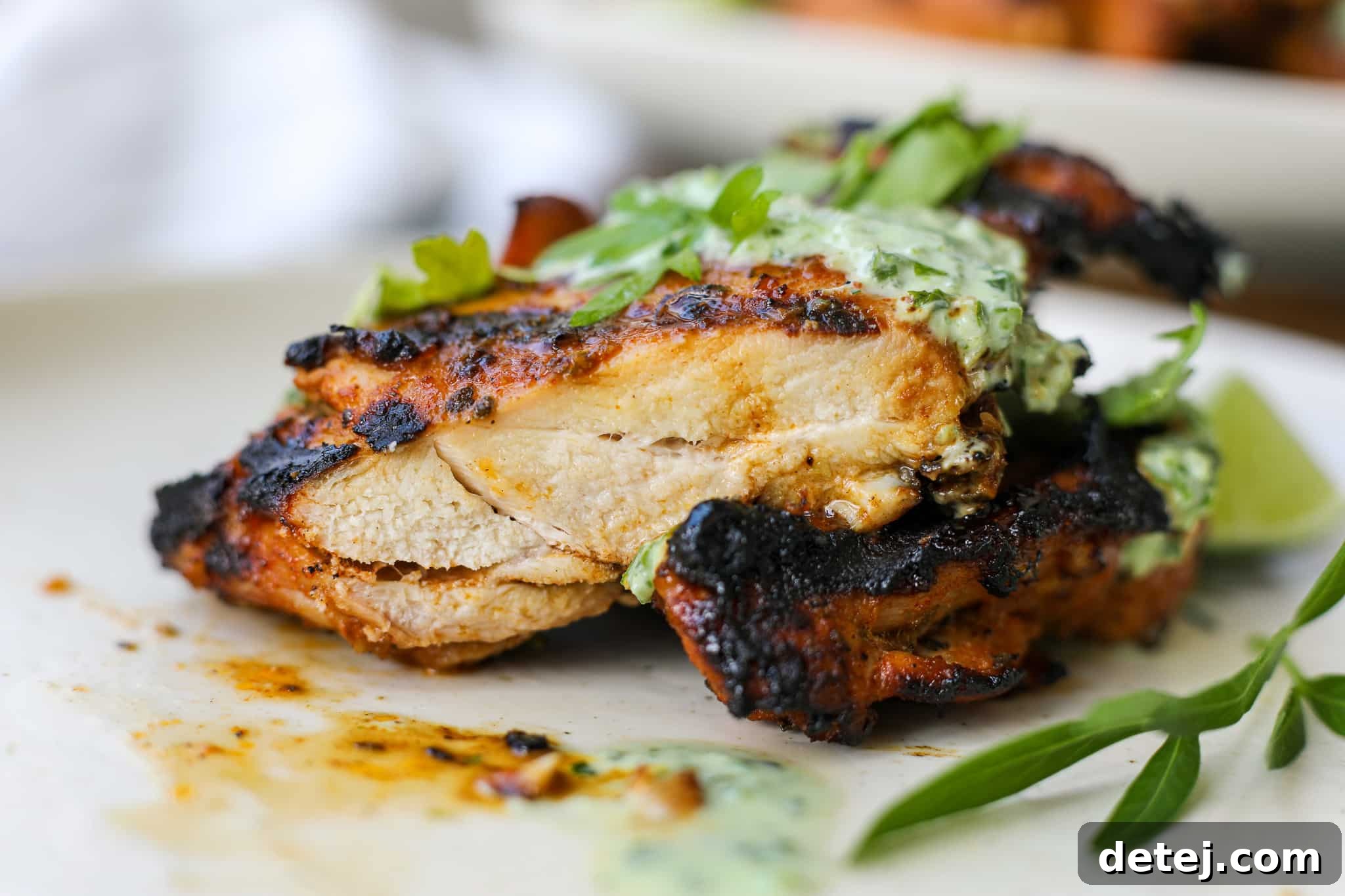Peruvian Inspired Grilled Chicken Thighs with Green Goddess Dressing – Healthyish Foods