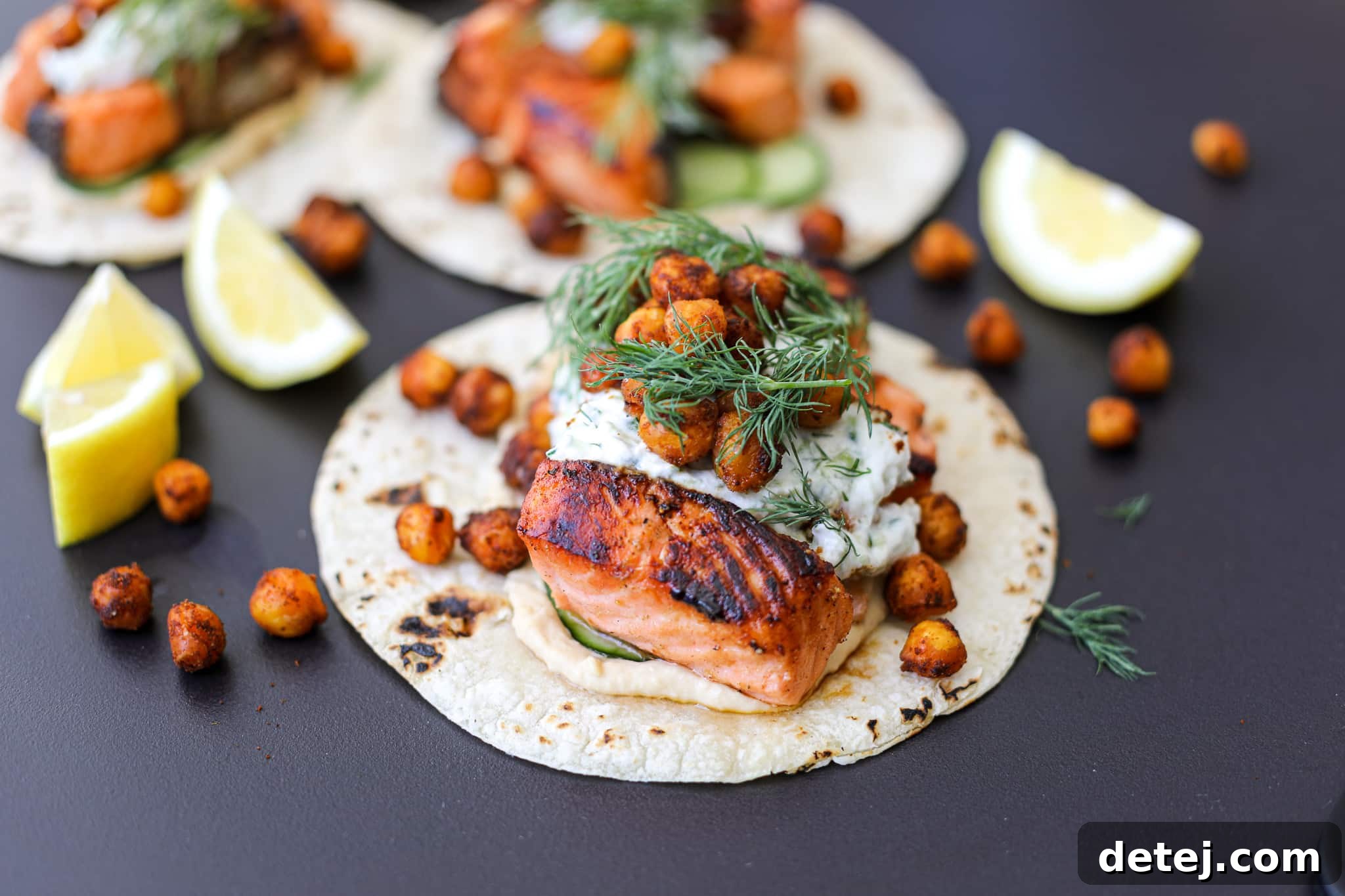 Golden Crispy Mediterranean Salmon Tacos 2 Mediterranean Crispy Salmon Tacos – Healthyish Foods