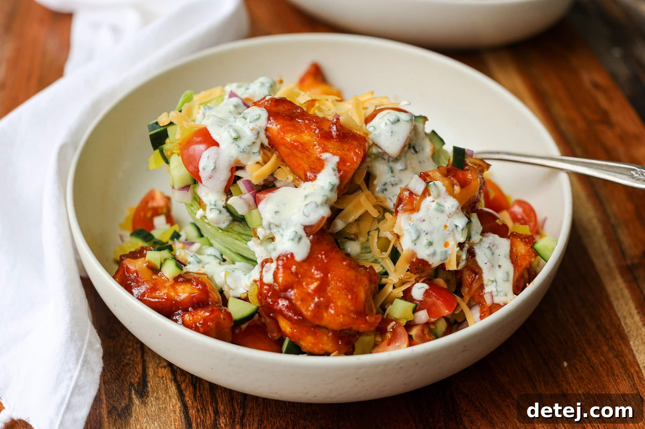 Crispy BBQ Sriracha Chicken Wedge Salad – A refreshing, flavorful meal