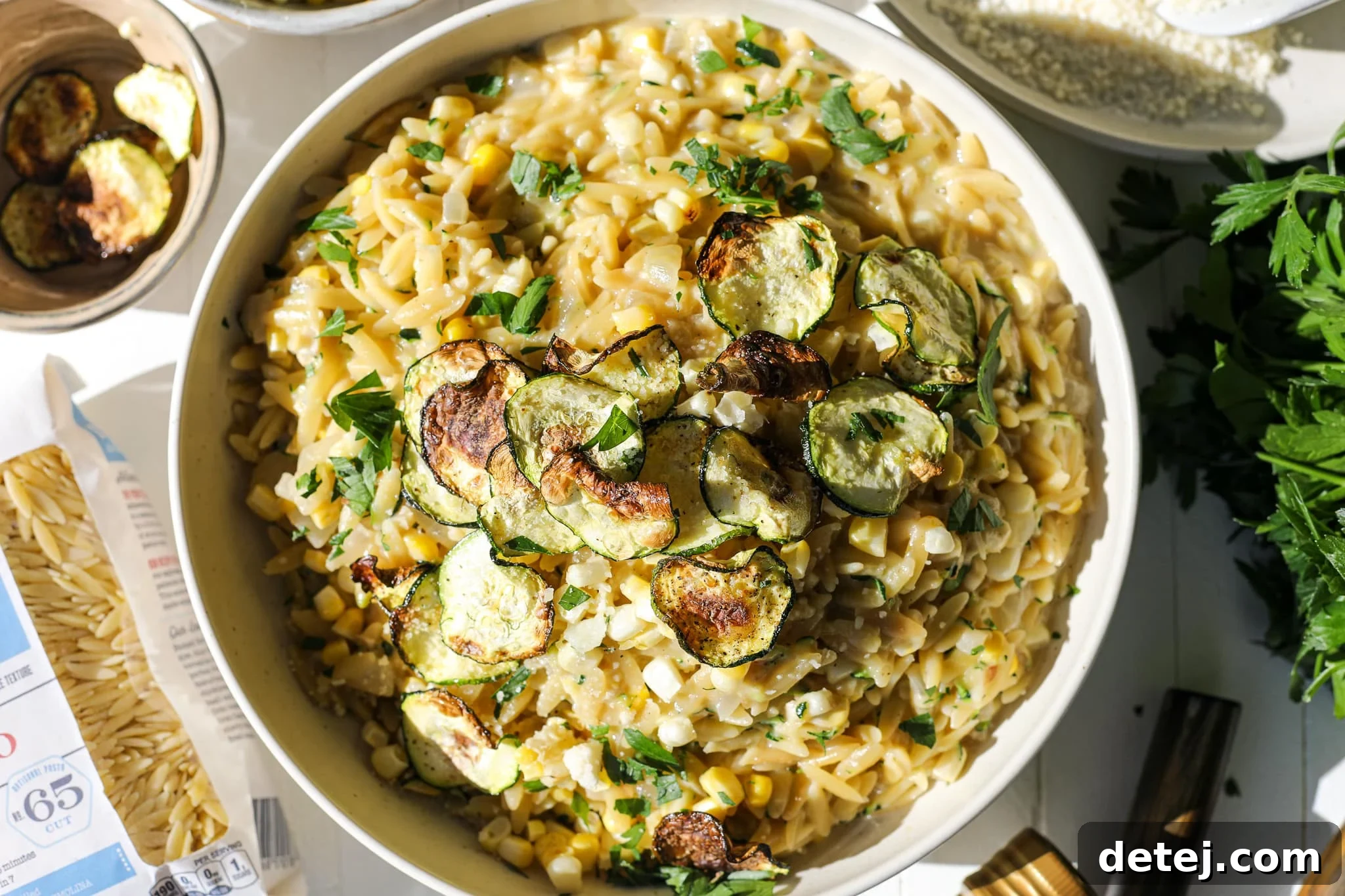 Creamy Corn and Grated Zucchini Orzo Pasta – Healthyish Foods