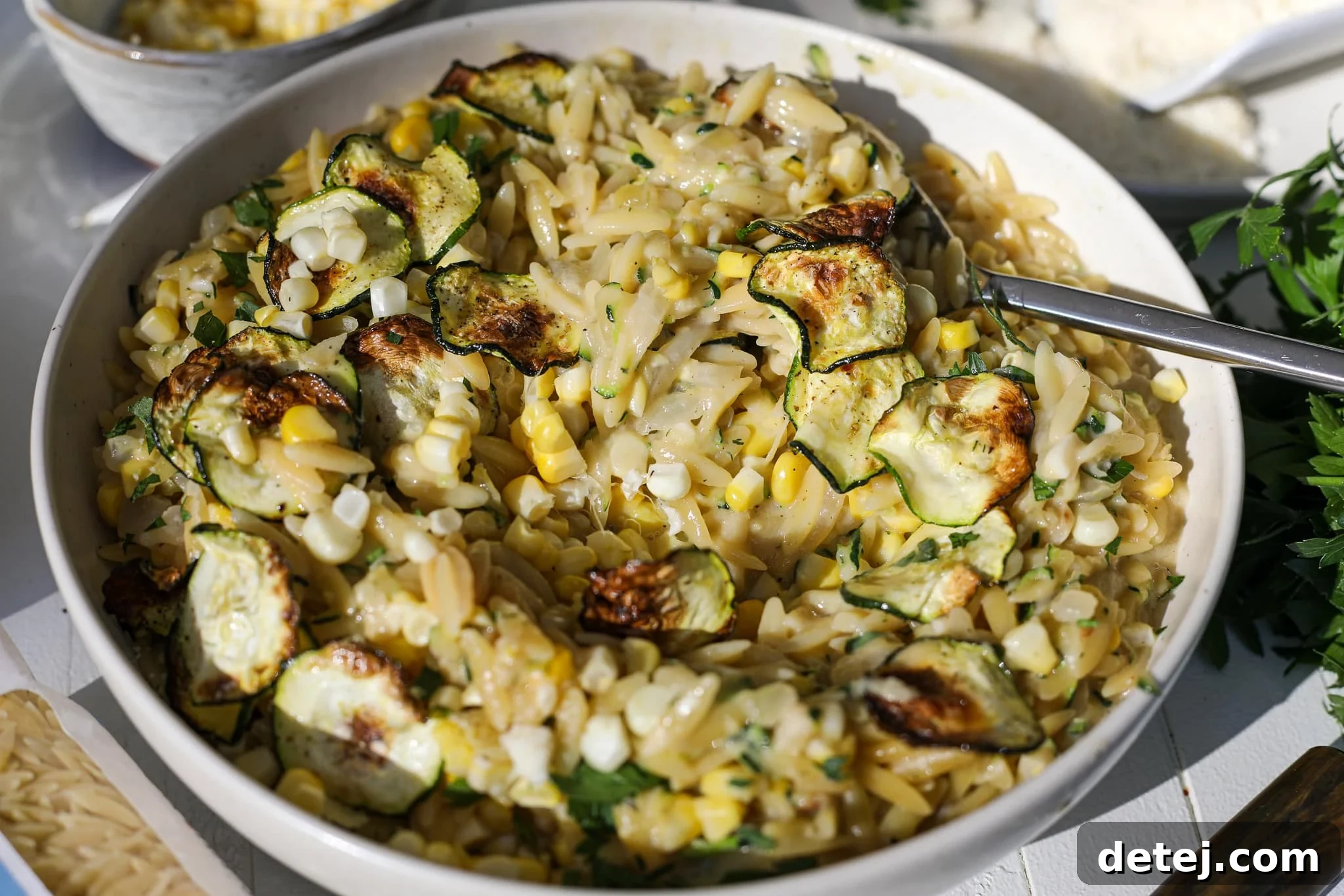 Creamy Corn and Grated Zucchini Orzo Pasta – Healthyish Foods