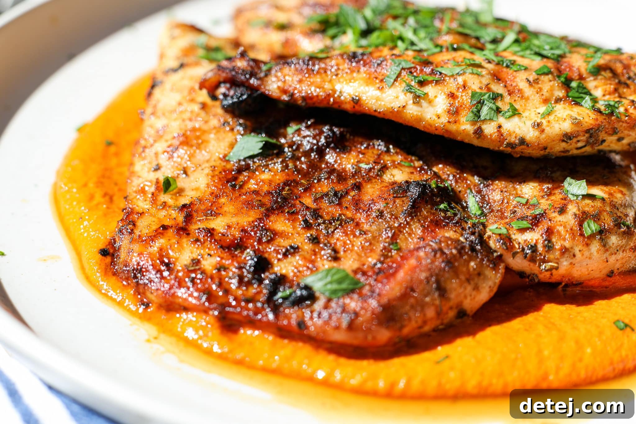 Grilled Blackened Chicken with Romesco Sauce – Healthyish Foods