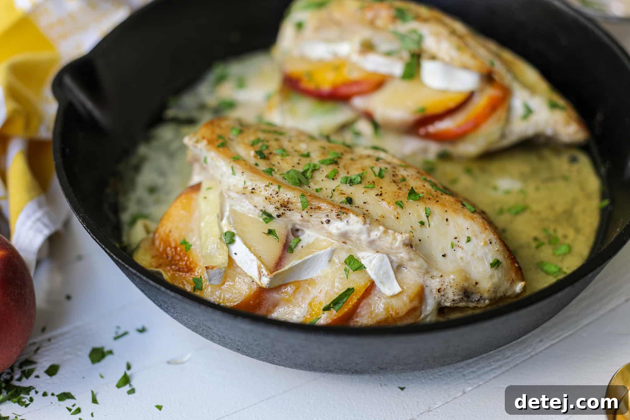 Pan Roasted Peach Brie and Jalapeno Stuffed Chicken – Healthyish Foods