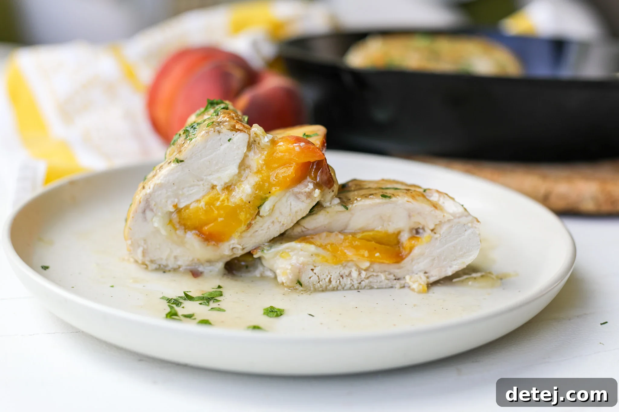 Pan Roasted Peach Brie and Jalapeno Stuffed Chicken – Healthyish Foods