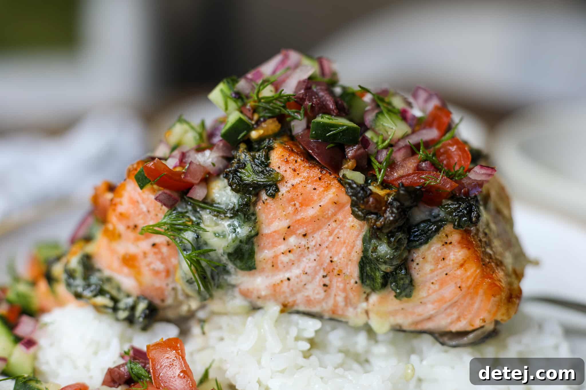 Air Fryer Spinach and Feta Hasselback Stuffed Salmon – Healthyish Foods
