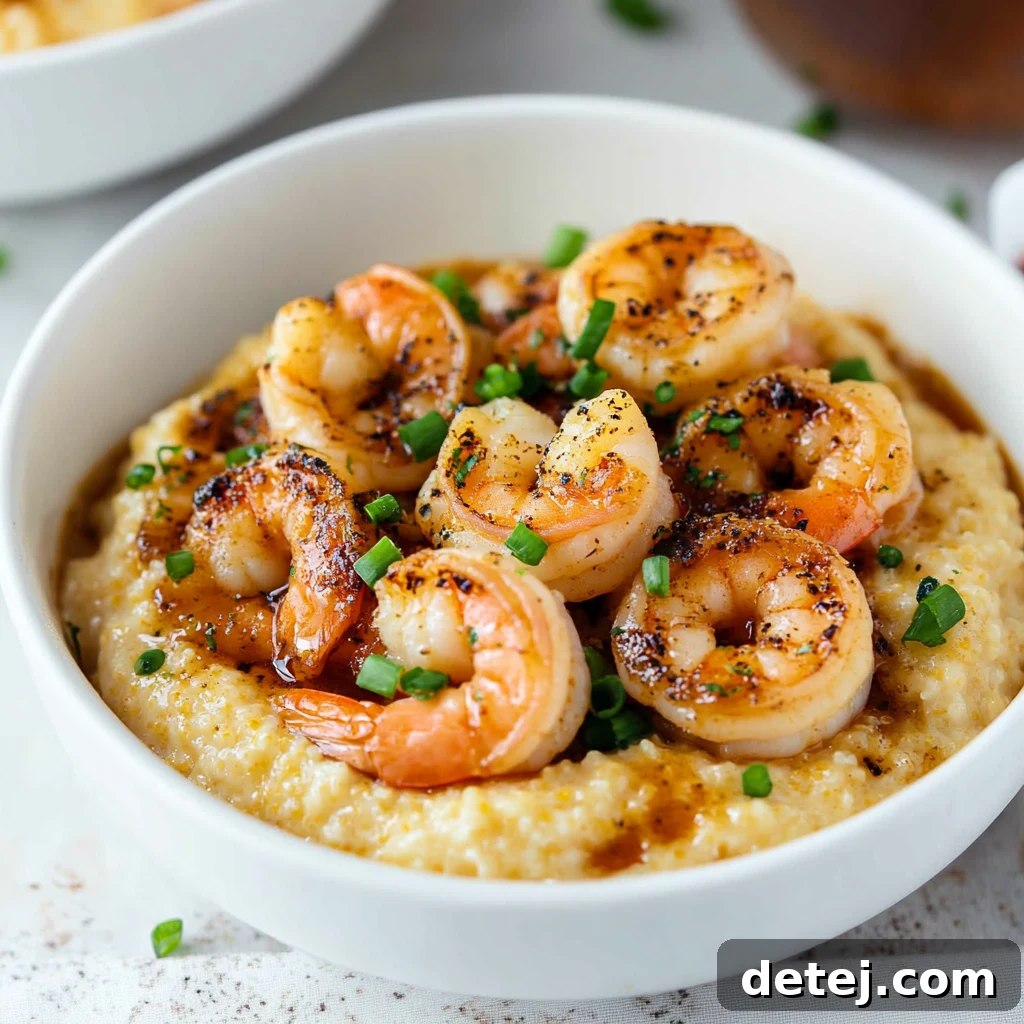 Southern Shrimp and Grits served with green onions