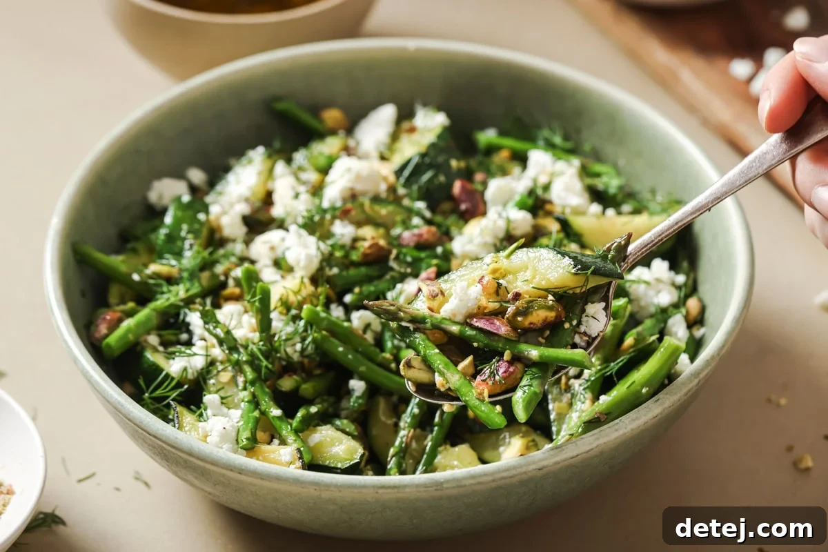 Another enticing view of the Sautéed Spring Vegetable Salad, perfectly garnished and ready to serve, inviting you to discover more delicious recipes.
