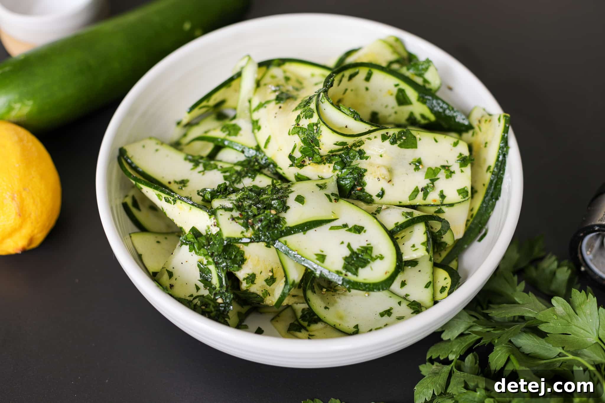 Zucchini Salad 2 plated shot - Zucchini Salad – Healthyish Foods