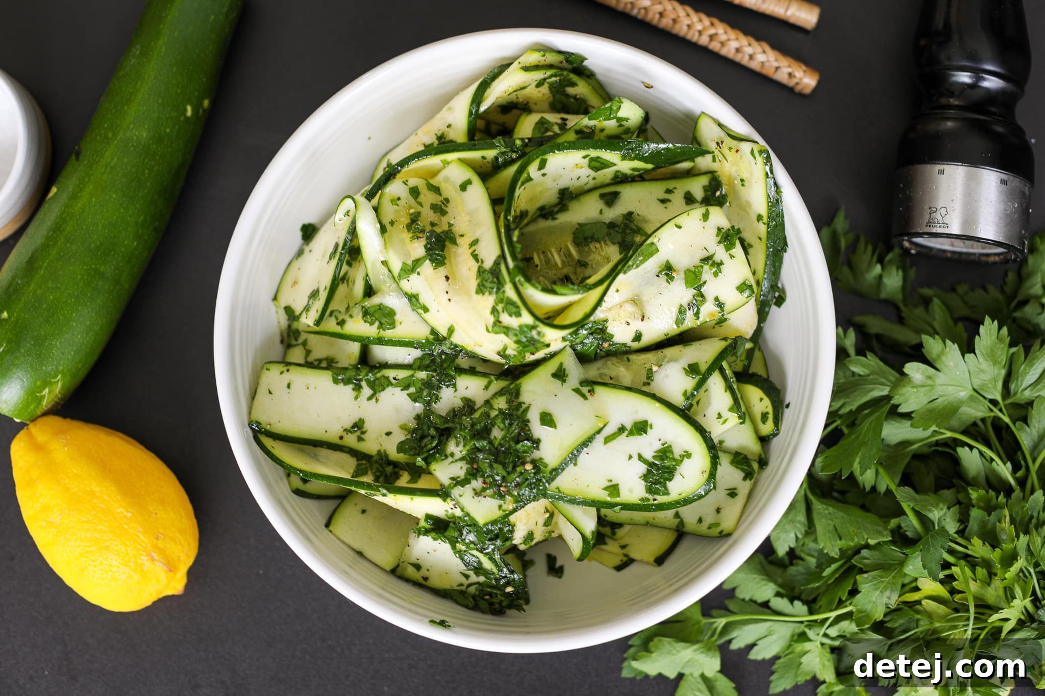 Zucchini Salad 3 overhead shot - Zucchini Salad – Healthyish Foods