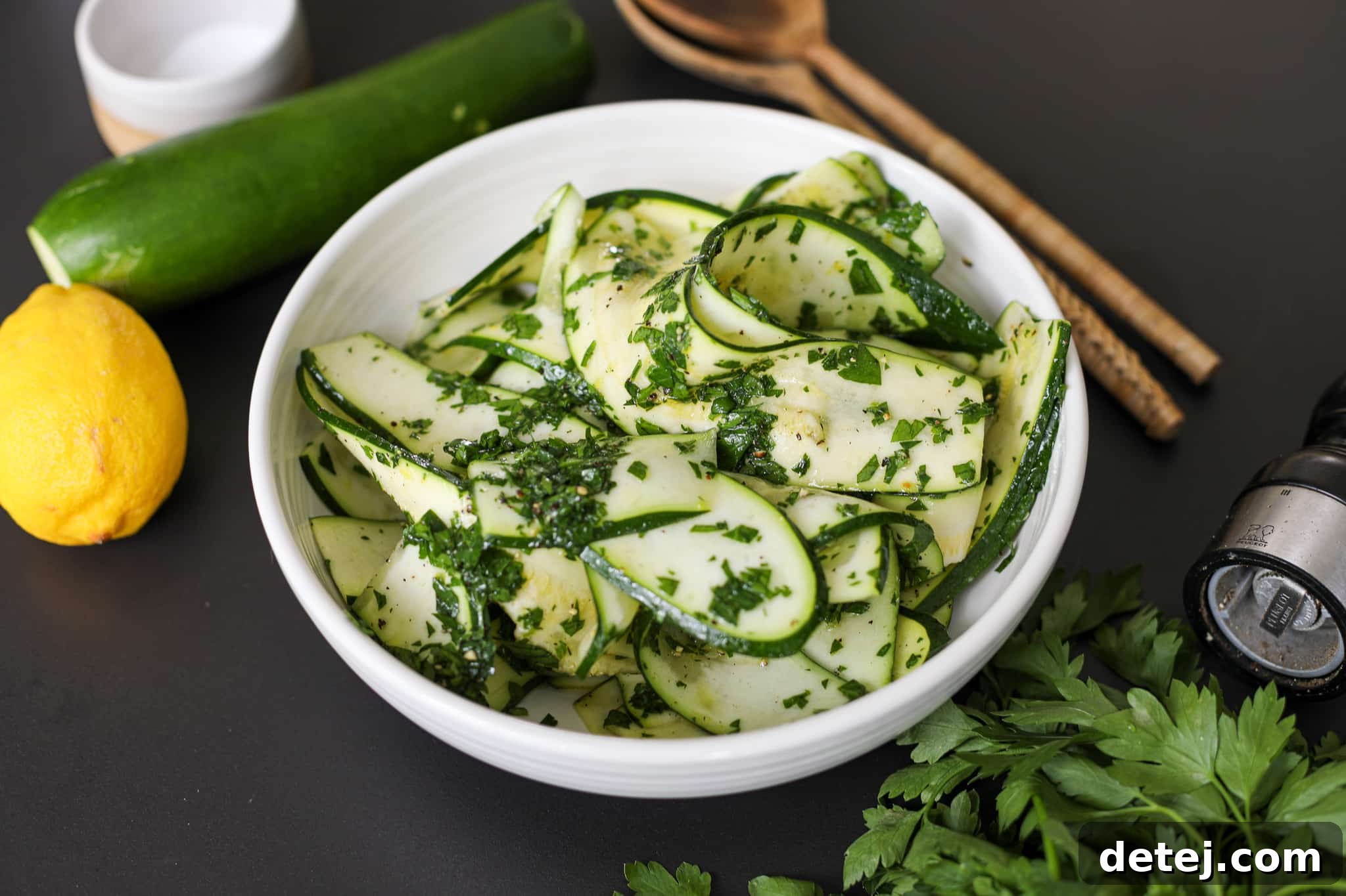 Zucchini Salad 4 side angle shot - Zucchini Salad – Healthyish Foods