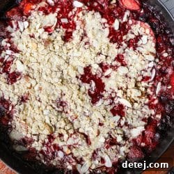 Delicious Peachberry Crisp ready to be served, from Healthyish Foods