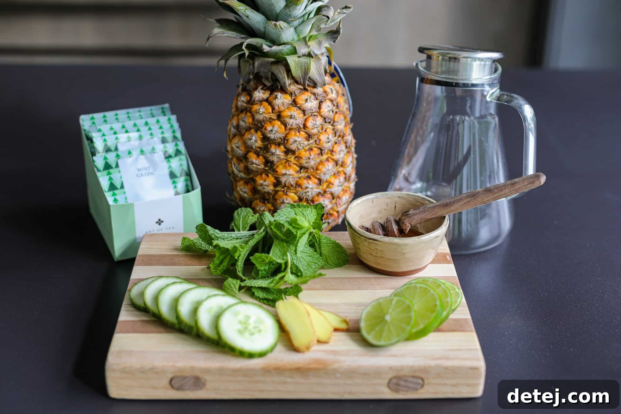 ingredients needed - pineapple lime infused green tea - healthyish foods