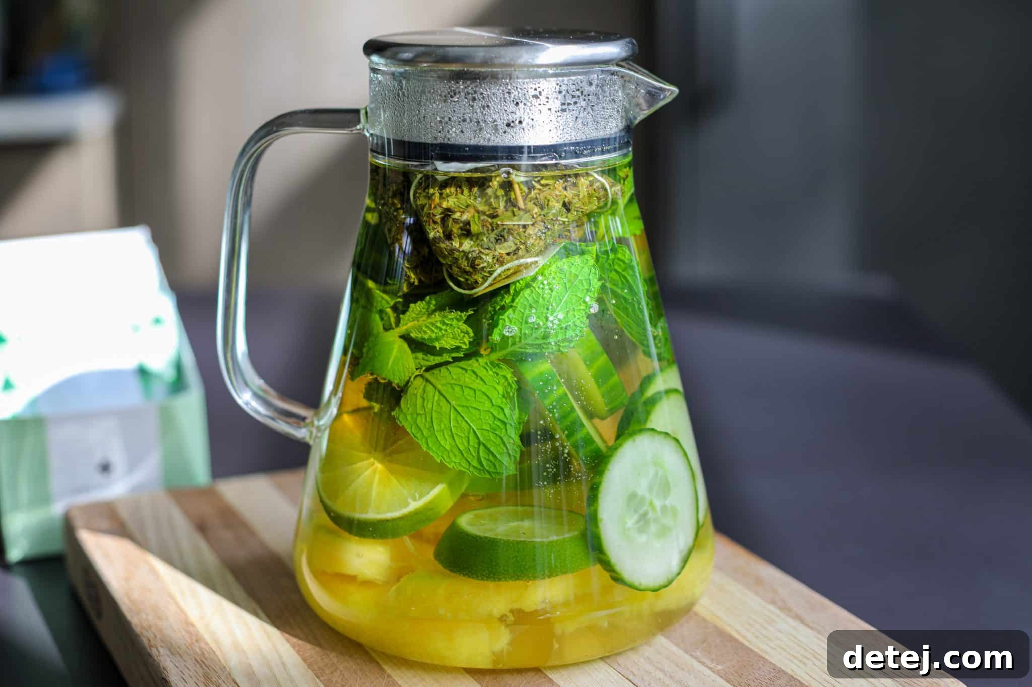 Finished shot - pineapple lime infused green tea - healthyish foods