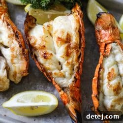 finished shot of grilled lobster tails