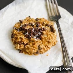 Side shot of the delicious flourless Peanut Butter Oatmeal Cookie (Single Serving)