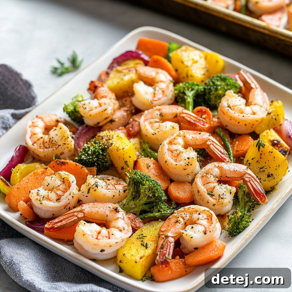 Customizable Healthy Sheet Pan Shrimp & Vegetables with fresh herbs