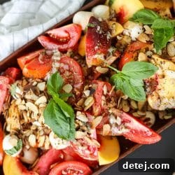 Finished image of the salad - Peach and Tomato Salad Recipe – Healthyish Foods
