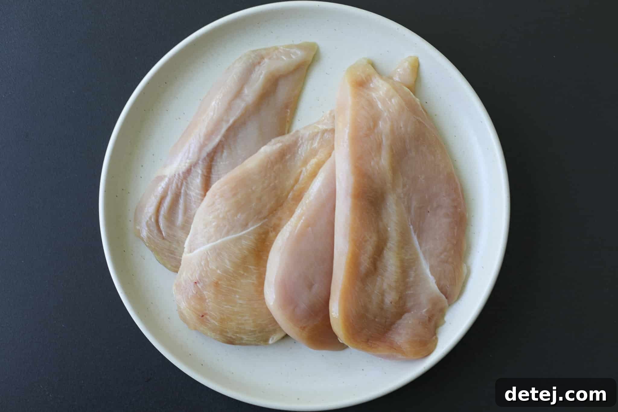 butterflied chicken breasts into four thin cutlets. 