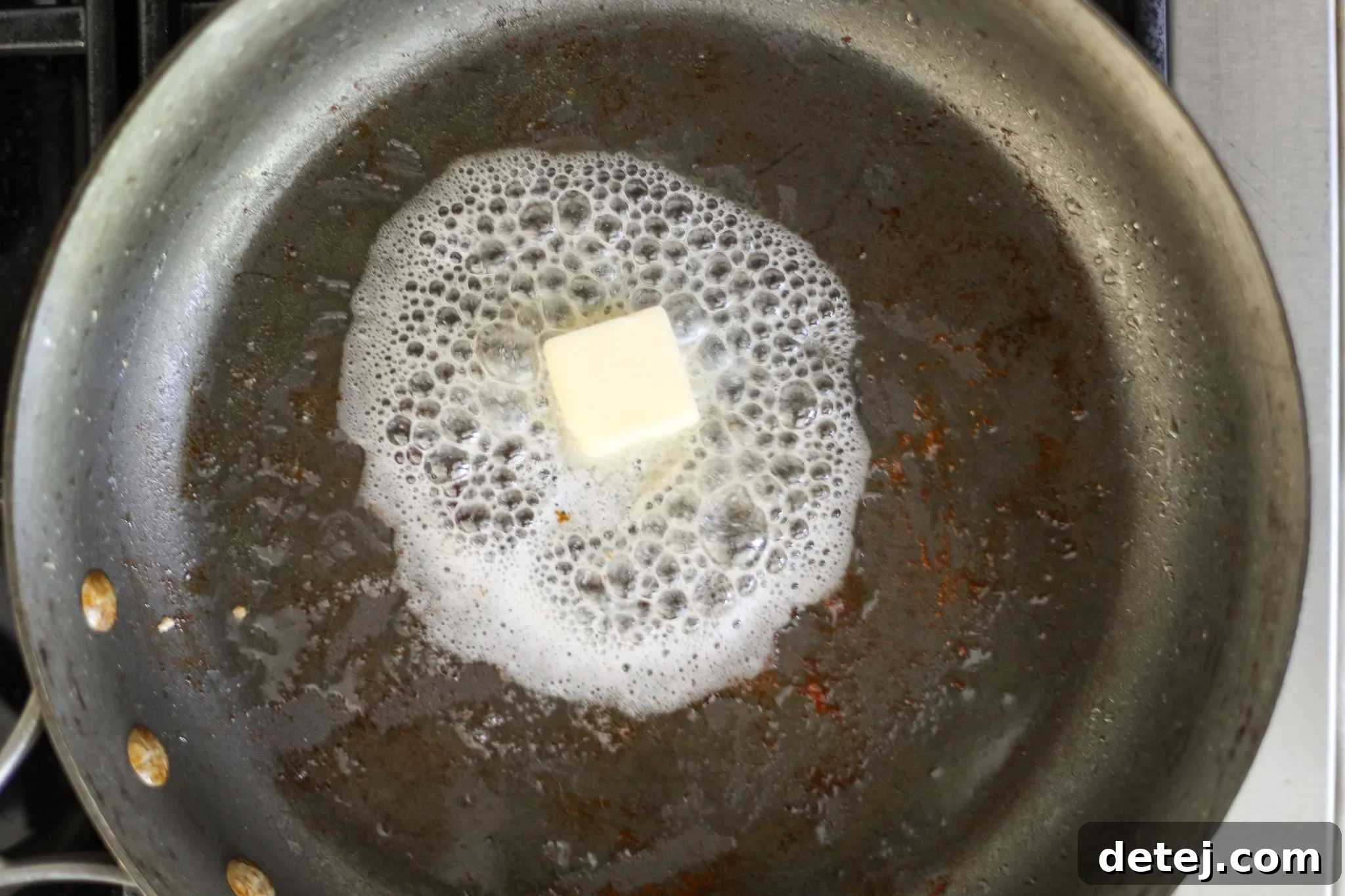 butter in a hot skillet. 
