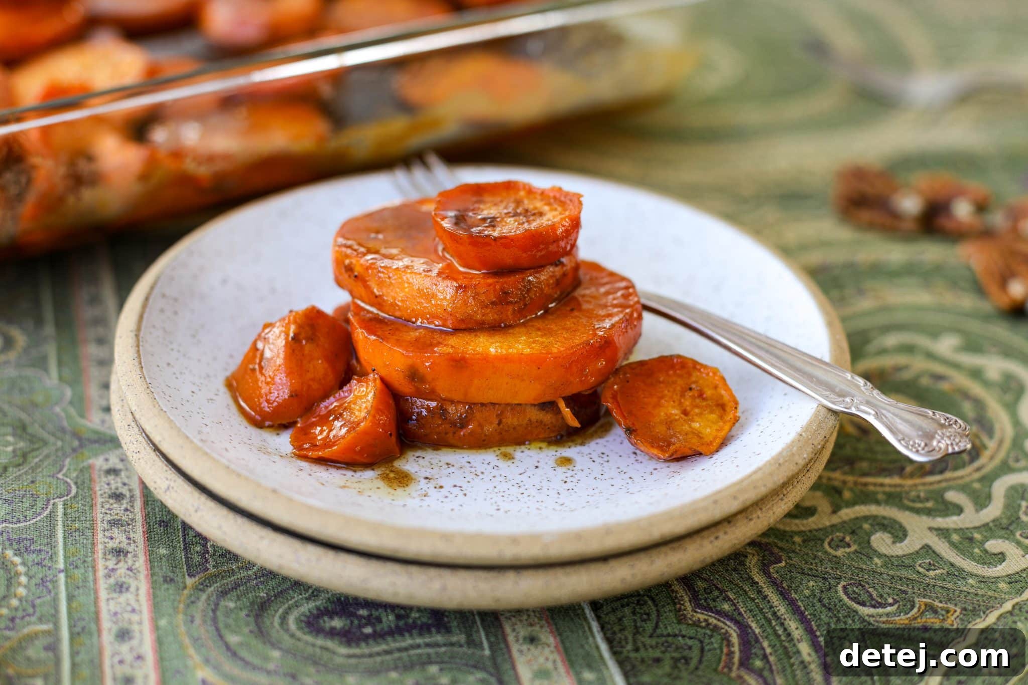 Sweet candied yams, a classic holiday side dish.