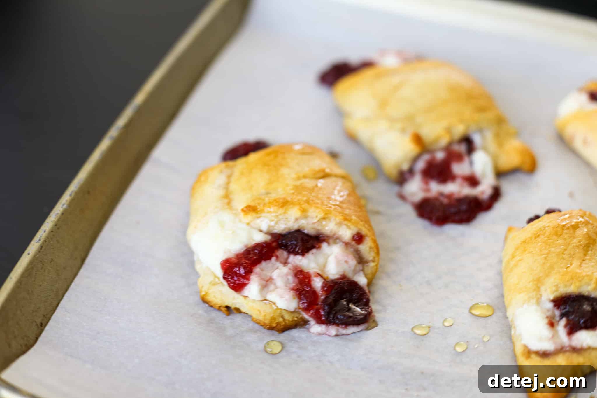 Cranberry Danish roll-up, a sweet pastry.