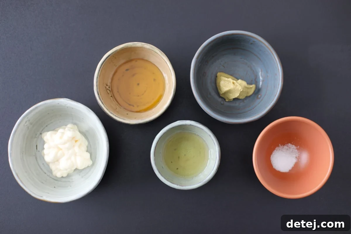 ingredients needed for honey mustard dressing.