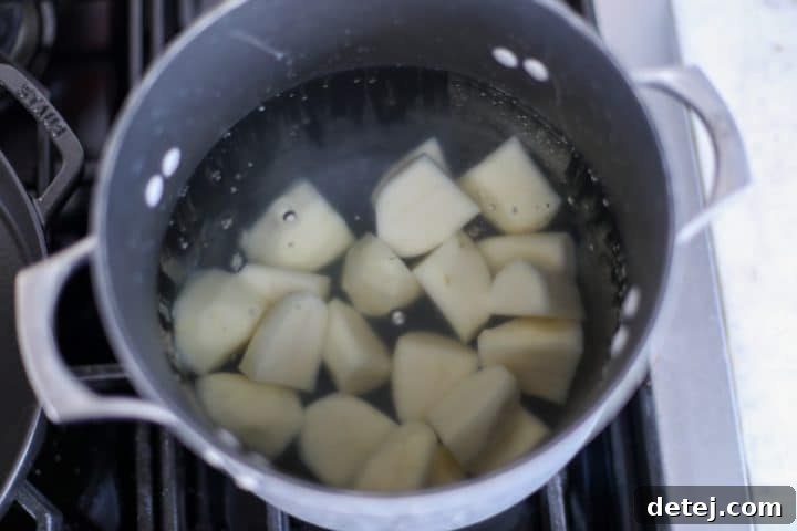 potatoes parboiling.